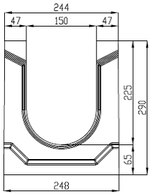Бетонный коробчатый лоток СО 150мм, сенка 47мм