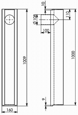 Типовая схема лотка ЛВ DN100 с вертикальным водоотводом