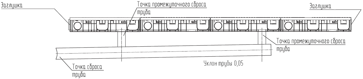Подключение труб к лоткам